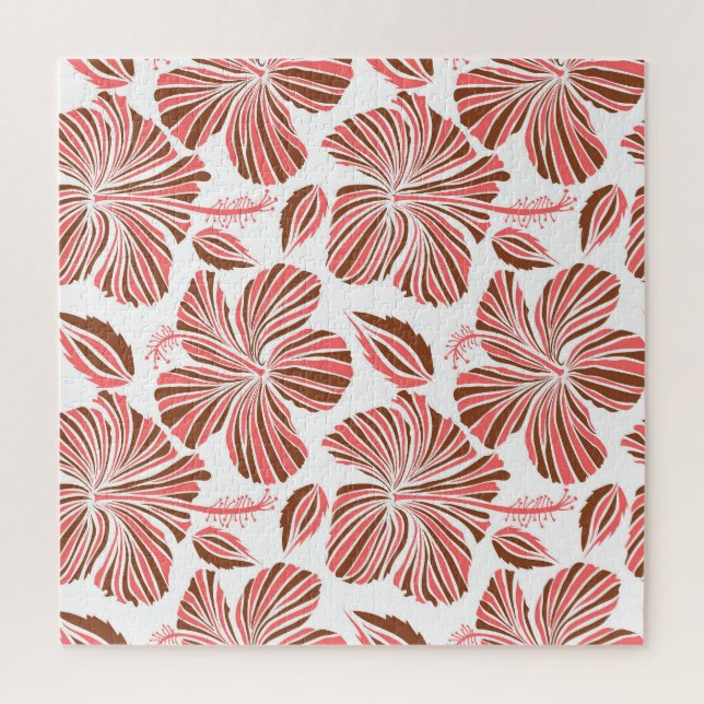 Puzzle Fleurs d'hibiscus hawaïens : style tropical brun. (Vertical)