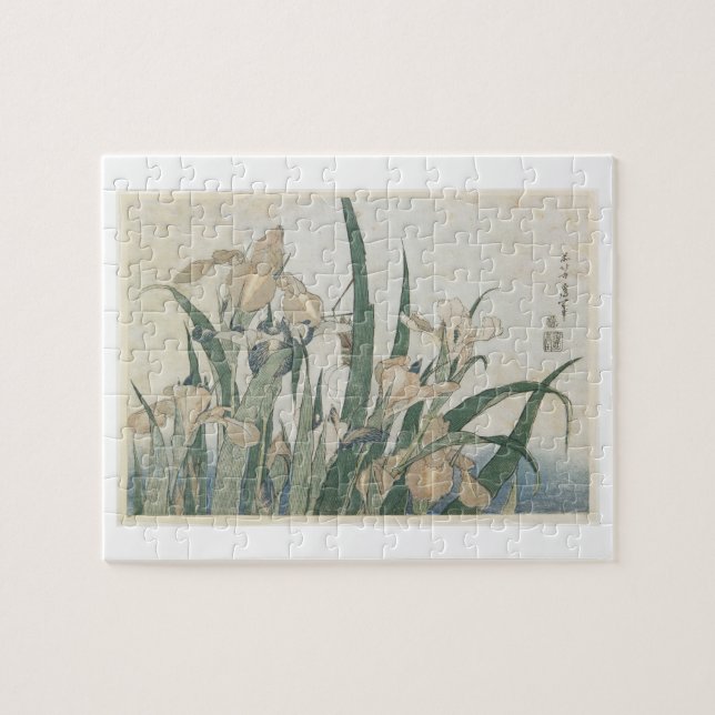 Puzzle Fleurs d'iris et sauterelle, c.1830-31 (Horizontal)
