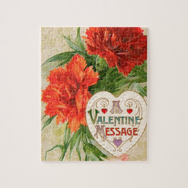Puzzle Fleurs d'oeillet, Message de la Saint-Valentin Vin (Vertical)