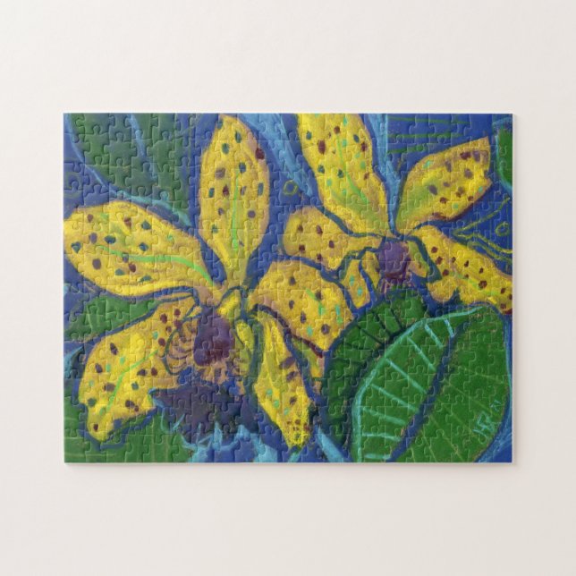 Puzzle Fleurs d'orchidées jaunes, Peinture pastel Art Flo (Horizontal)