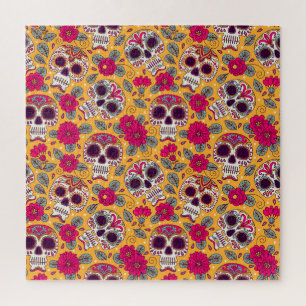 Puzzle Fleurs du crâne : Arrière - plan de la fête mexica