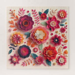 Puzzle Fleurs en papier coloré