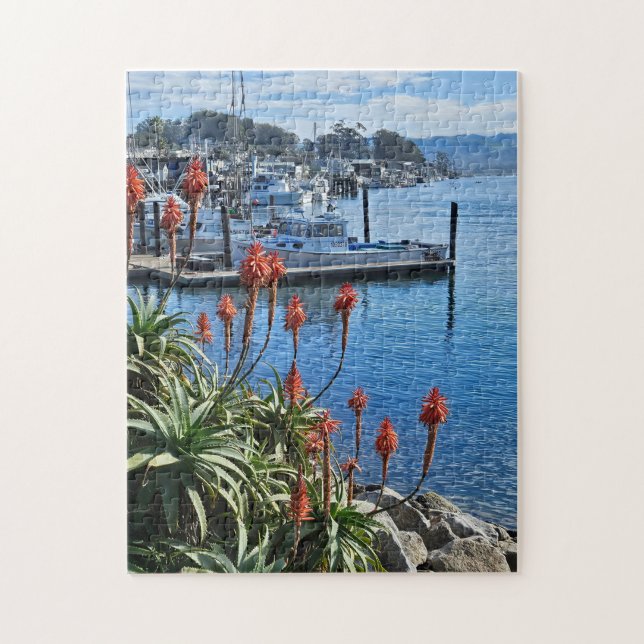 Puzzle Fleurs et bateaux sur la côte (Vertical)