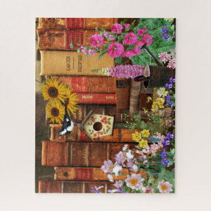 Puzzle Fleurs et livres