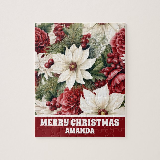 Puzzle Fleurs Feuilles de Noël Rustique Vintage Enfants (Vertical)