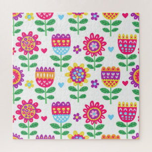 Puzzle Fleurs gaies Vintage Motif coloré