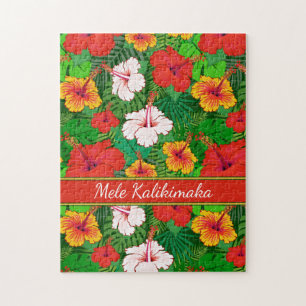 Puzzle Fleurs hawaïennes colorées Mele Kalikimaka