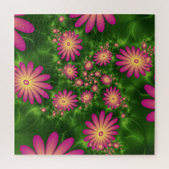 Puzzle Fleurs Imaginaires roses Art Fractal Abstrait mode (Vertical)