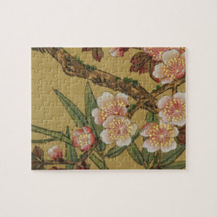 Puzzle Fleurs Japonaises Asiatiques Fleur de Cerisier Vin