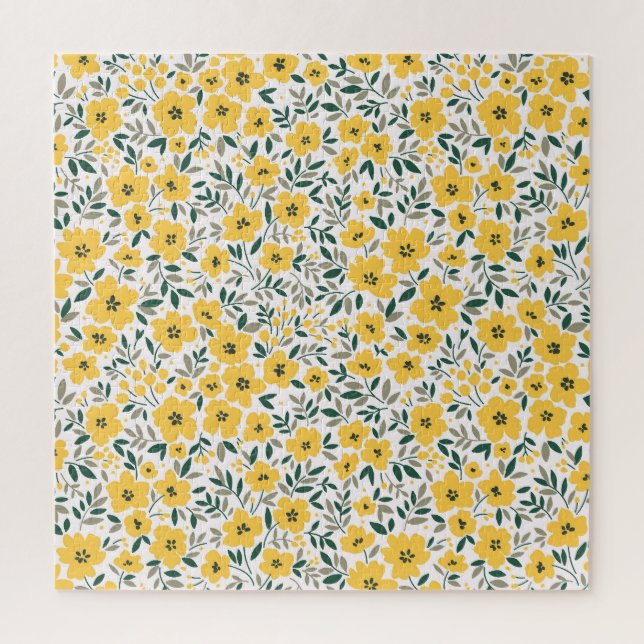 Puzzle Fleurs jaunes : moderne floral sans soudure. (Vertical)