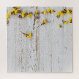 Puzzle Fleurs jaunes printanières, décoration en planche