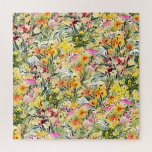 Puzzle Fleurs Minuscules Champ : Aquarelle Lumineuse.