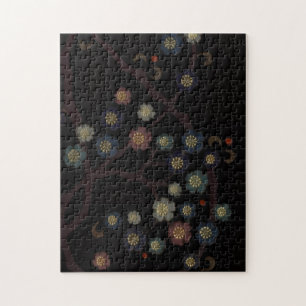 Puzzle Fleurs multicolores sur fond noir