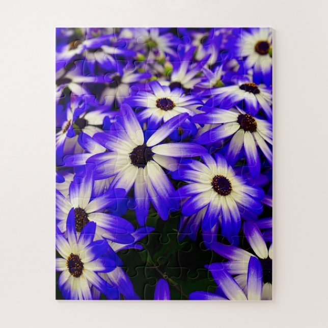 Puzzle Fleurs numériques Bleues et Blancs (Vertical)