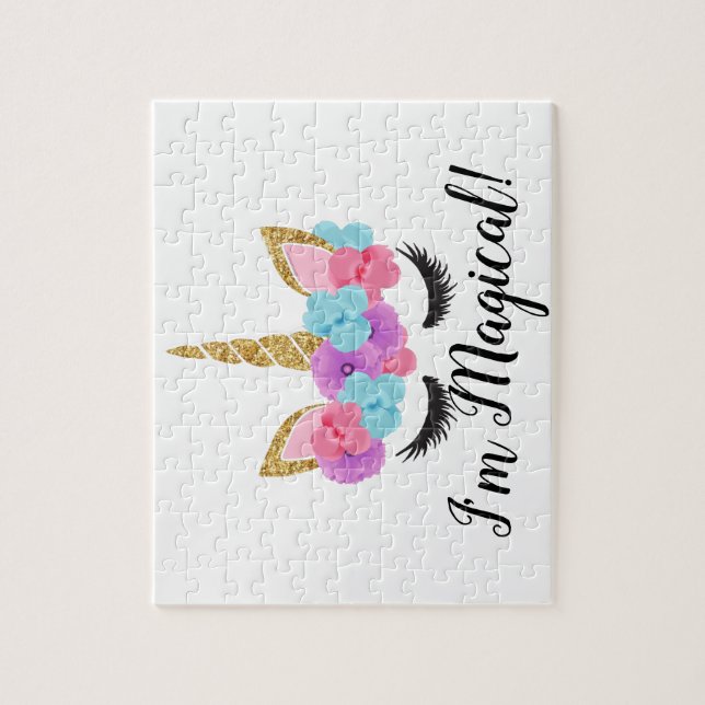 Puzzle Fleurs or Magique Unicorne filles (Vertical)