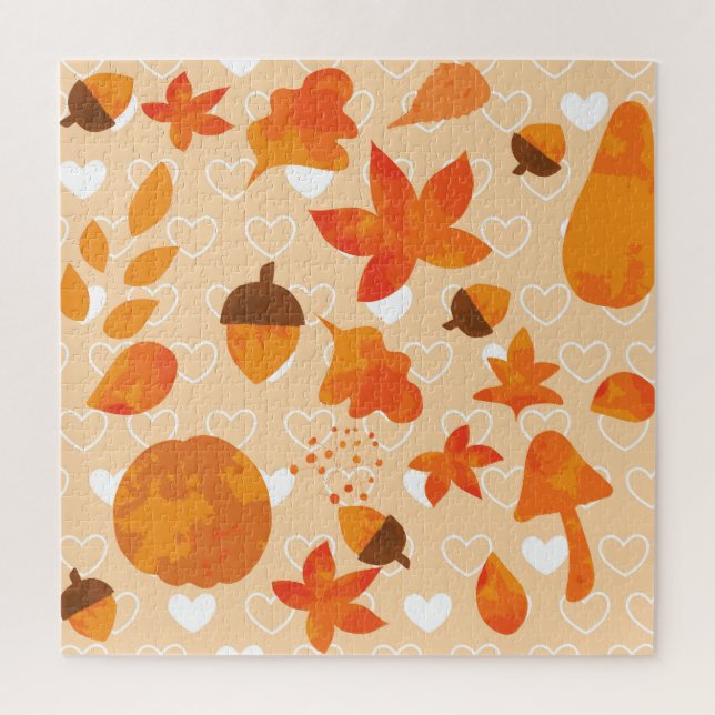 Puzzle Fleurs orange : Motif Doodle à la main. (Vertical)