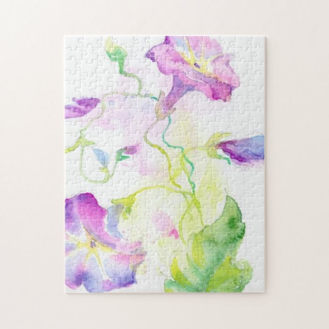 Puzzle Fleurs peintes de convolvule d'aquarelle (Vertical)