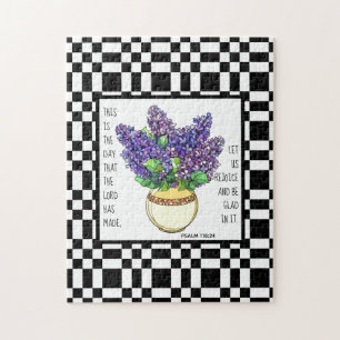 Puzzle Fleurs peintes, Psaume 118:24, damier retour