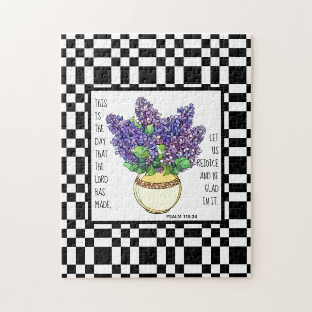 Puzzle Fleurs peintes, Psaume 118:24, damier retour (Vertical)