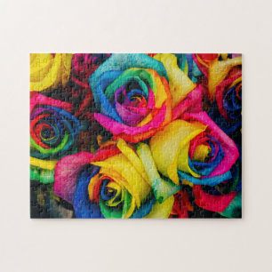 Puzzle fleurs roses arc-en-ciel jolies couleurs art