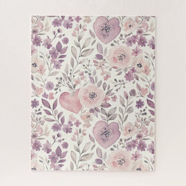 Puzzle Fleurs roses blush violettes (Vertical)