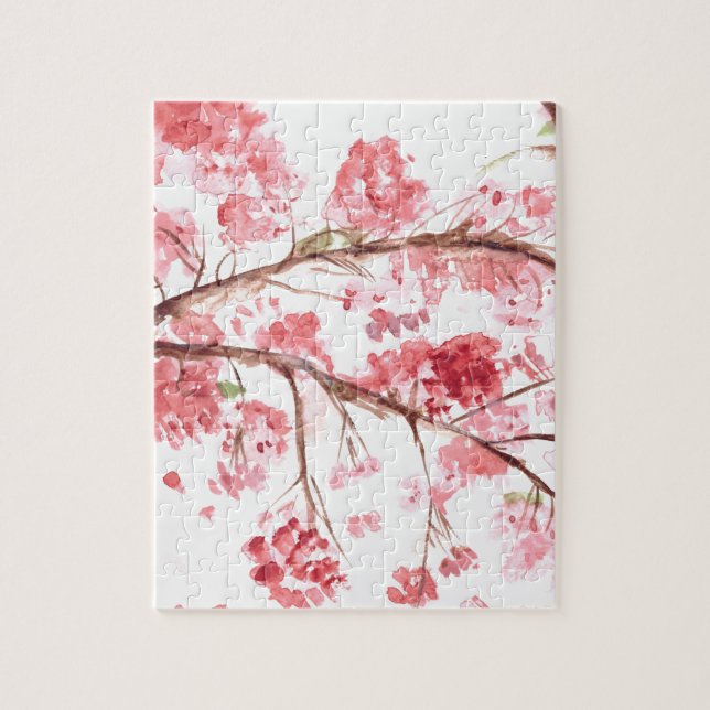 Puzzle Fleurs roses de cerisier Sakura Asiatique Japonais (Vertical)