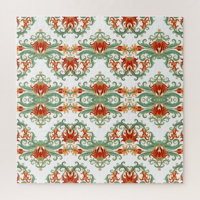 Puzzle Fleurs rouges style chinois (Vertical)