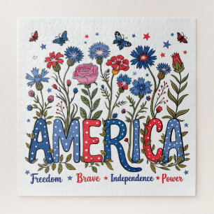 Puzzle Fleurs sauvages américaines patriotiques Quatre ju