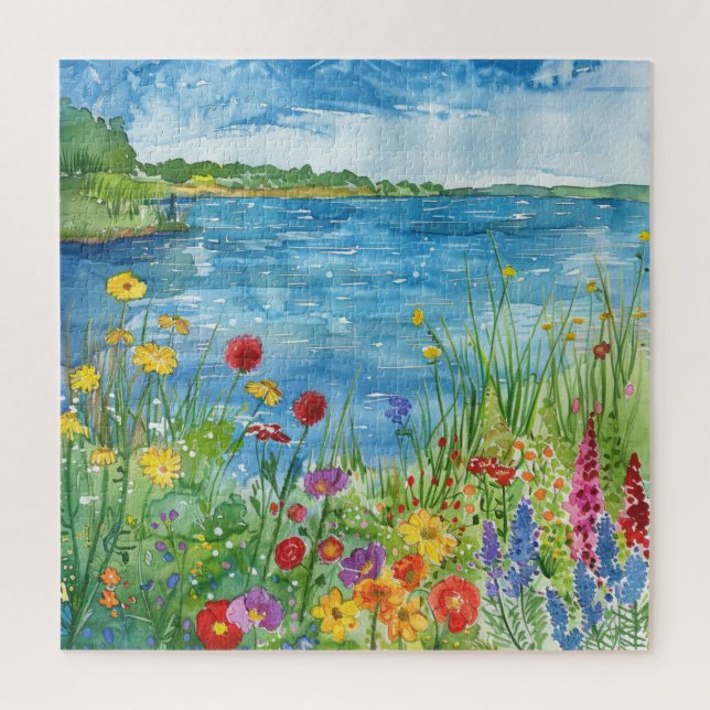 Puzzle Fleurs sauvages au bord d'un lac (Vertical)