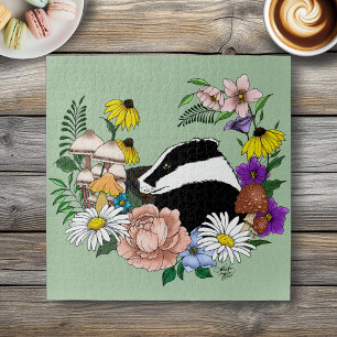 Puzzle Fleurs sauvages Badger Champignons vert