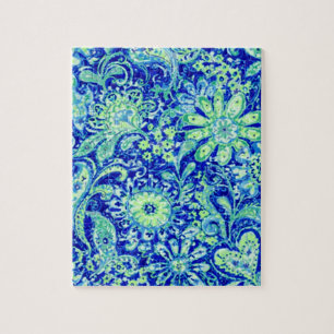 Puzzle Fleurs sauvages Bleus Et Vert