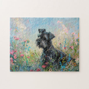 Puzzle Fleurs sauvages colorés Schnauzer