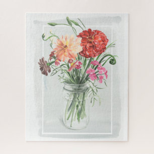 Puzzle Fleurs sauvages d'été - Rose & Rouge