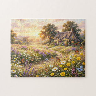 Puzzle Fleurs sauvages et une mignonne maisonnette