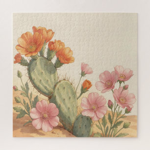 Puzzle Fleurs sauvages orange rose de cactus du désert