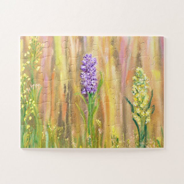 Puzzle Fleurs sauvages pastel dans une prairie dorée (Horizontal)