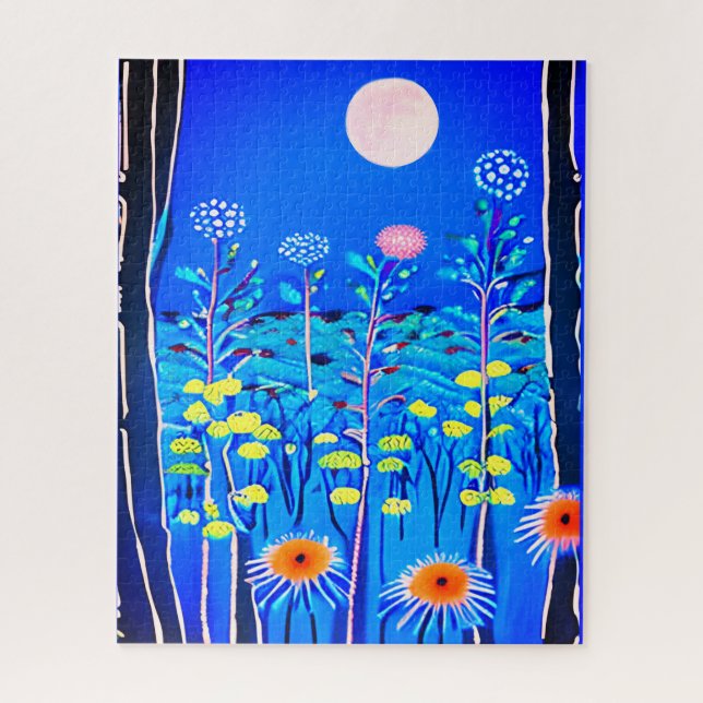 Puzzle Fleurs sauvages sous Pleine lune (Vertical)