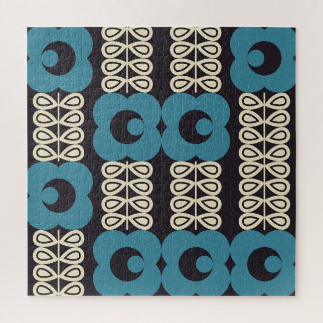 Puzzle Fleurs stylisées : Vintage moderne géométrique. (Vertical)