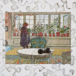 Puzzle Fleurs sur le rebord de la fenêtre par Carl Larsso<br><div class="desc">Flowers on the Windowsill (1894) de Carl Larsson est une vintage peinture de l'époque victorienne portrait d'art suédois. Une jeune fille arrose des fleurs de potagers. Les plantes sont sur le rebord de la fenêtre dans le salon de sa maison. Une fenêtre dans la maison est ouverte et il y...</div>