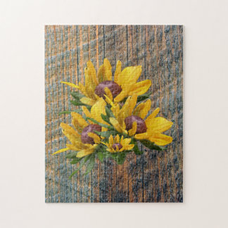 Puzzle Fleurs Susan Jouées Noires Sur Barnboard