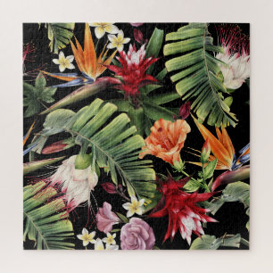 Puzzle Fleurs tropicales : aquarelle à motif floral trans