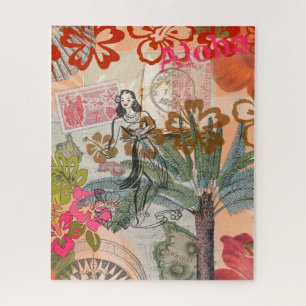 Puzzle Fleurs Vintage Hula Coloré Hawaïen Tropical