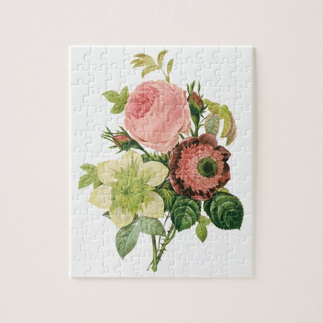 Puzzle Fleurs vintages, Anémones Roses Clematis par Redou (Vertical)