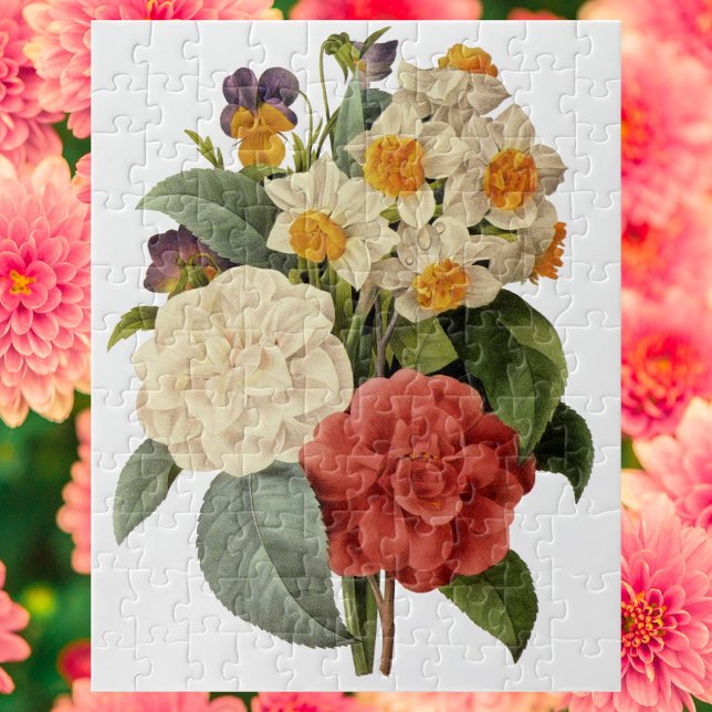 Puzzle Fleurs vintages, Camellias et Narcisse, Redoute (Créateur téléchargé)