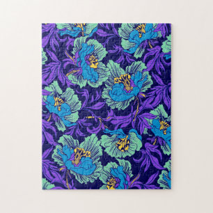 Puzzle Fleurs violettes et bleues William Morris