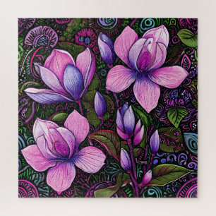 Puzzle 🧩 Fleurs Violettes Jardin Floral Cadeau Relaxant