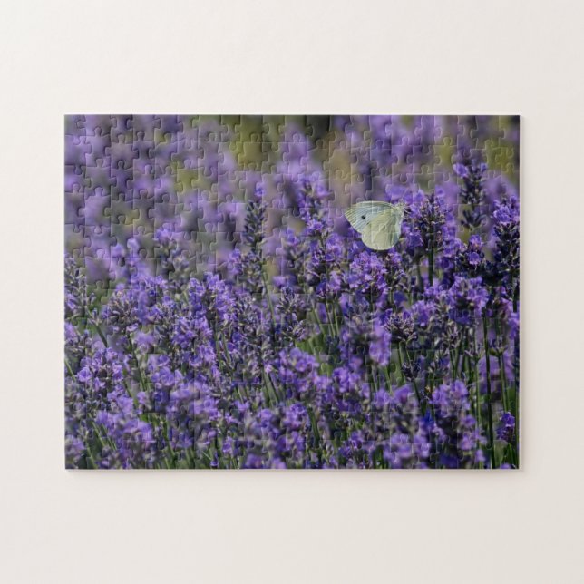 Puzzle Fleurs violettes Lavande Champ Avec Papillon (Horizontal)