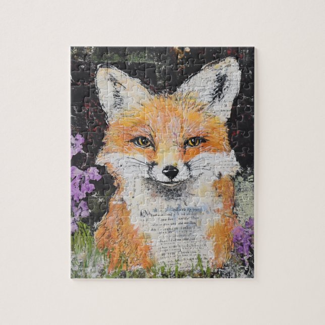 Puzzle Fleurs violettes Renard Rouge mignonnes Médias mix (Vertical)