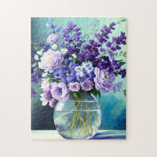 Puzzle Fleurs violettes Whimsical Dans Un Vase