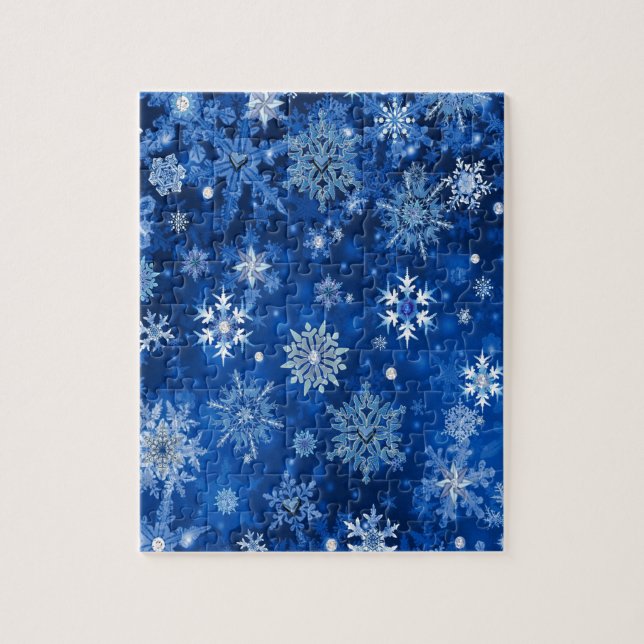 Puzzle Flocons de Noël Bleus et Argent (Vertical)